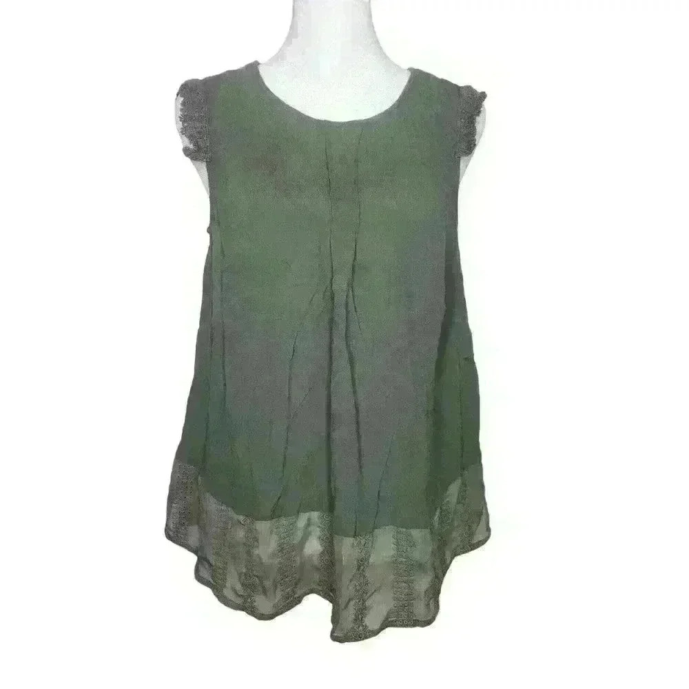 Daniel Rainn women's sage green sleeveless blouse petite medium